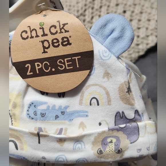 Chick Pea Blue and White Footies with Cute Animal Designs - Picture 4 of 4